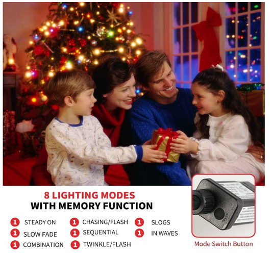 Upgraded 105FT 300LEDs Christmas Lights Outdoor Indoor String Lights – 8 Modes Memory Function, 100% UL Listed, Multi-Color (4 Sets CONNECTABLE) - Toys Winner
