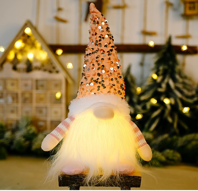 3Pcs Sequin Christmas Gnomes Plush with Light – 11.8" Handmade Swedish Santa Gnomes with Sequin Hat for Holiday Decor - Toys Winner