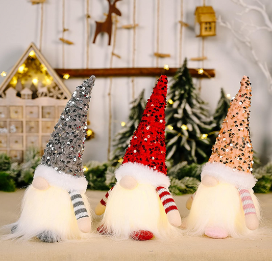 3Pcs Sequin Christmas Gnomes Plush with Light – 11.8" Handmade Swedish Santa Gnomes with Sequin Hat for Holiday Decor - Toys Winner