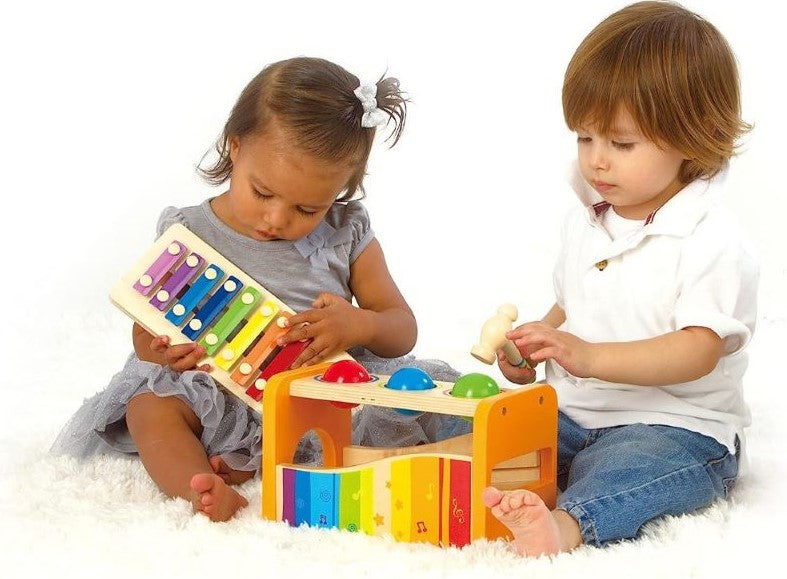Hape Pound & Tap Bench with Slide Out Xylophone - E0305 - Toys Winner