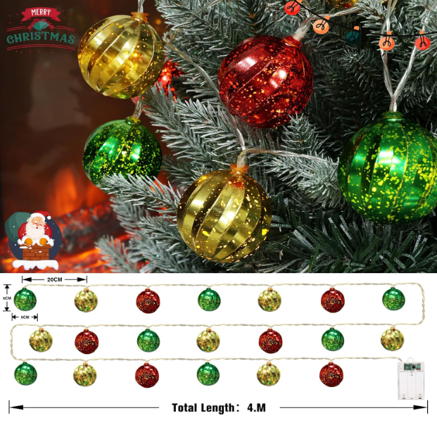 Christmas Decorations Lights, 13.5ft 20 LED Battery Christmas Lights with Timer & 8 Modes - Perfect for Indoor & Outdoor Holiday Magic - Toys Winner