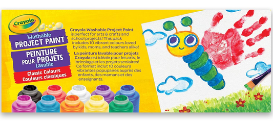 Crayola 10 x 59ml Washable Paint Jars, Assorted Classic Colours for Arts & Crafts – Nontoxic, Water-Based, Ideal for Finger Painting, Posters & Banners, Easy Cleanup - Toys Winner