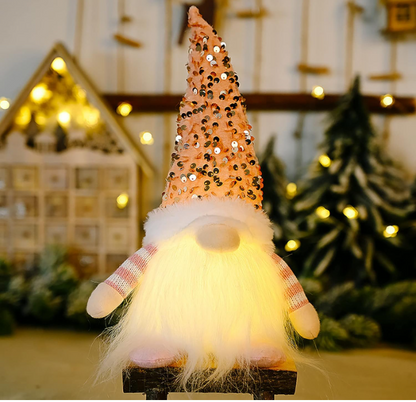 3Pcs Sequin Christmas Gnomes Plush with Light – 11.8-inch Handmade Swedish Santa Gnomes for Christmas and Thanksgiving Table Decor