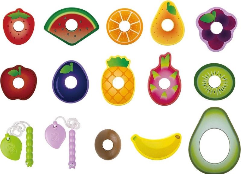 Caterpillar Fruit Feast Set - Two caterpillars on strings with 13 fruit pieces, promoting interactive play and learning, toys winner