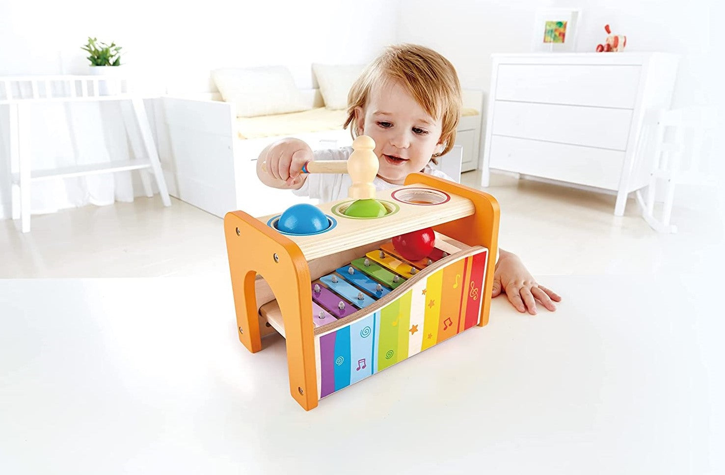 Hape Pound & Tap Bench with Slide Out Xylophone - E0305, toys winner