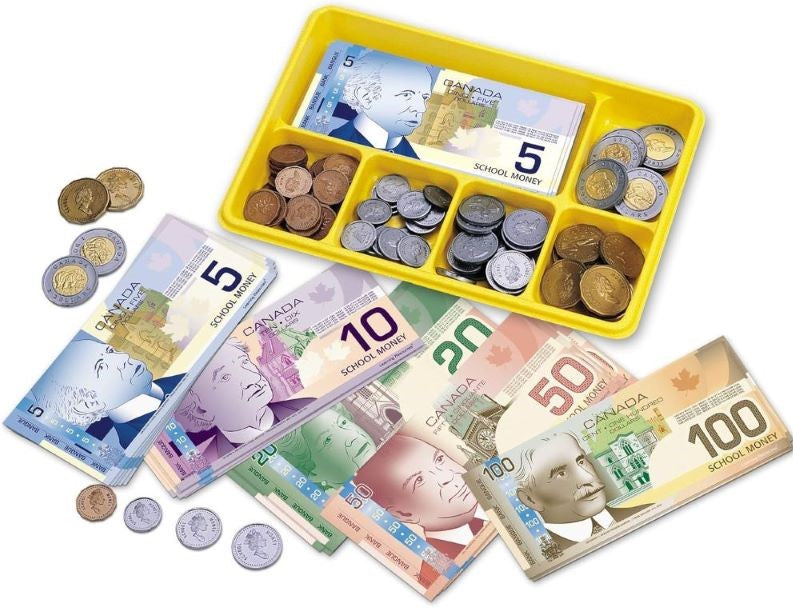 Learning Resources Canadian Currency-X-Change: Educational Pretend Play Money Set for Kids - 211 pieces including realistic bills and coins, Money Tray, bilingual guide. Ideal gift for ages 5+. Enhance learning through play