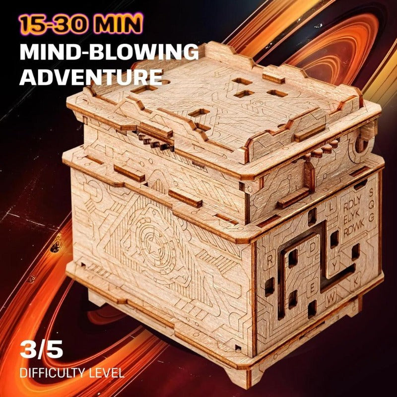 orbital box, puzzle box, ESC WELT, wooden box