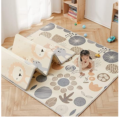 59x59 Large Thick Baby Play Mat, foldable, waterproof, reversible, and safe for infants and toddlers crawling and tummy time