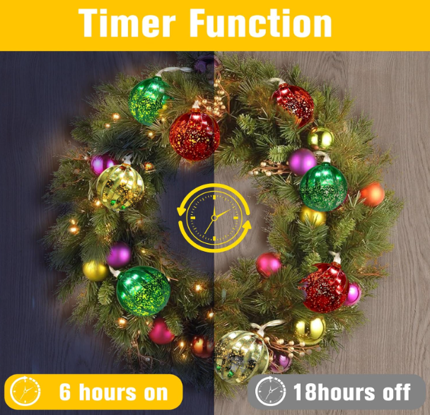 13.5ft 20 LED Battery Christmas Decorations Lights with Timer & 8 Modes - Red, Green, Golden Christmas Ball Lights for Indoor and Outdoor Holiday Decor