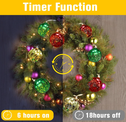 13.5ft 20 LED Battery Christmas Decorations Lights with Timer & 8 Modes - Red, Green, Golden Christmas Ball Lights for Indoor and Outdoor Holiday Decor