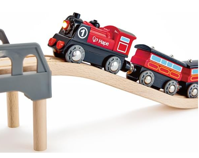 Hape Wooden Railway Battery Powered Engine No. 1 Kid's Train Set for toddlers, durable and safe toy engine