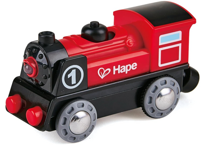 Hape Wooden Railway Battery Powered Engine No. 1 Kid's Train Set for toddlers, durable and safe toy engine