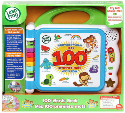 LeapFrog Learning Friends 100 Words Book for toddlers – Bilingual English-French interactive educational toy for ages 18 to 48 months