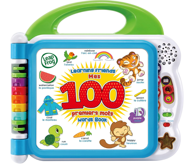 LeapFrog Learning Friends 100 Words Book for toddlers – Bilingual English-French interactive educational toy for ages 18 to 48 months