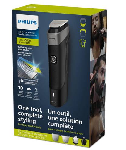 Philips Multi Groomer Series 5000 All-in-One Trimmer – Mens Grooming Kit for Beard, Hair, Body, and Face – MG5910/28